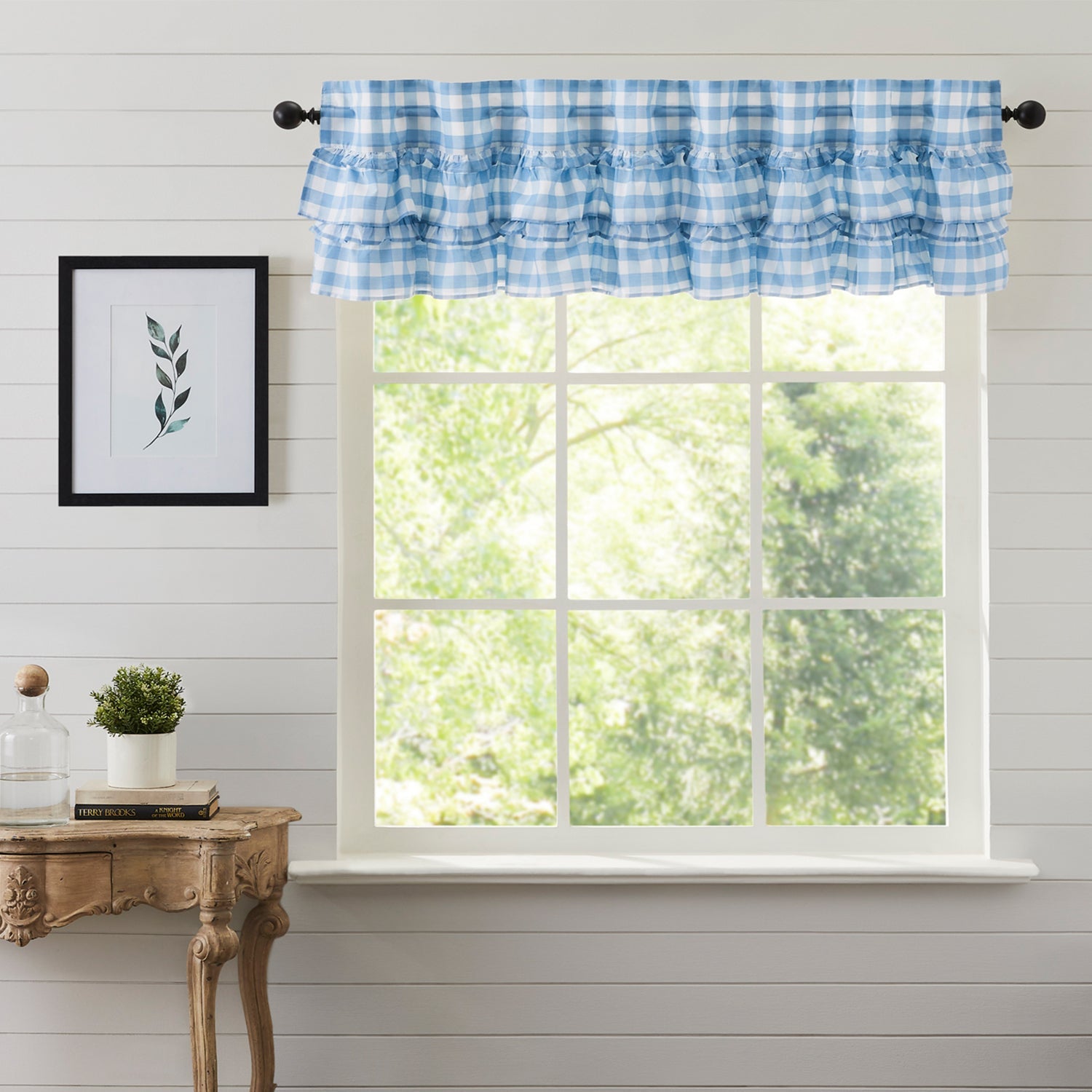 Annie Buffalo Blue Check Ruffled Valance 16x72 VHC Brands