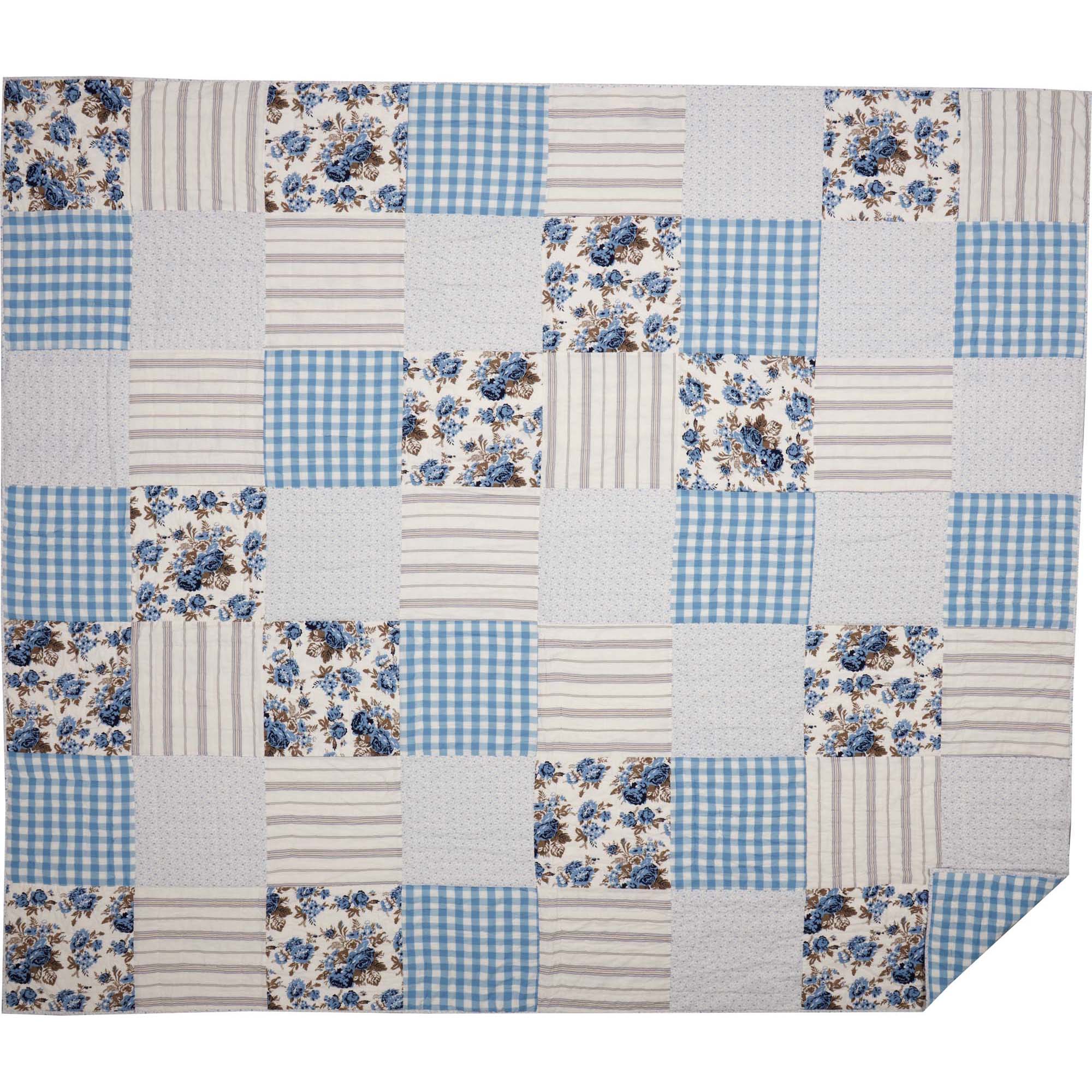 Annie Blue Floral Patch Twin Quilt 68Wx86L VHC Brands