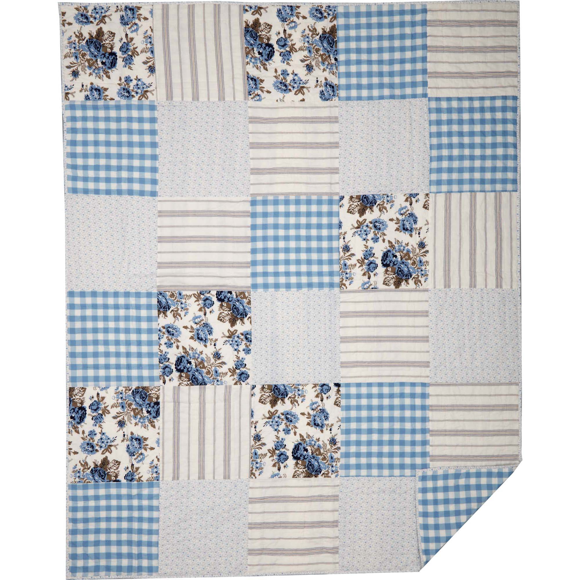 Annie Blue Floral Patch Twin Quilt 68Wx86L VHC Brands