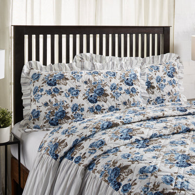 Annie Blue Floral Ruffled King Sham 21x37 VHC Brands