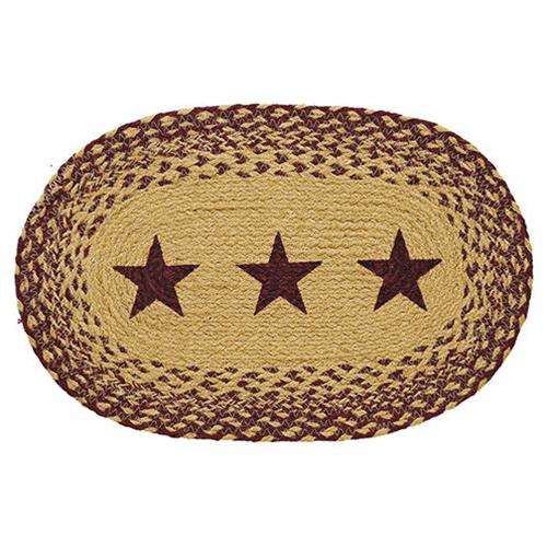 6/Set, Burgundy Tan Stencil Star Placemats, 12x18 Tabletop CWI+ 