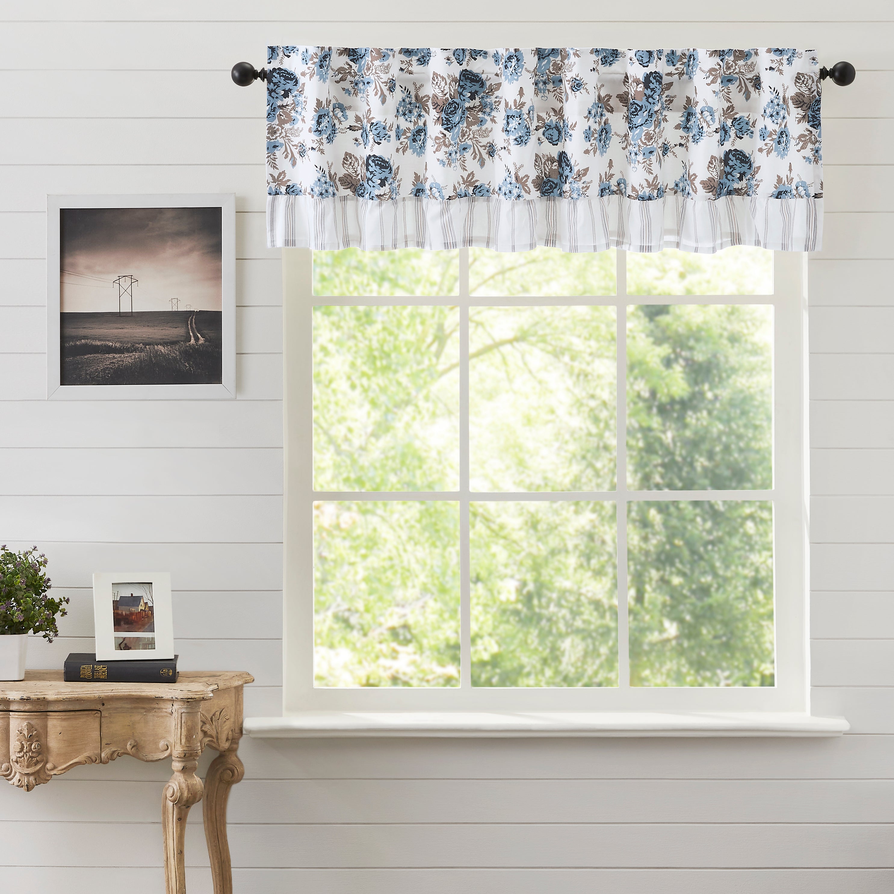 Annie Blue Floral Ruffled Valance 16x60 VHC Brands