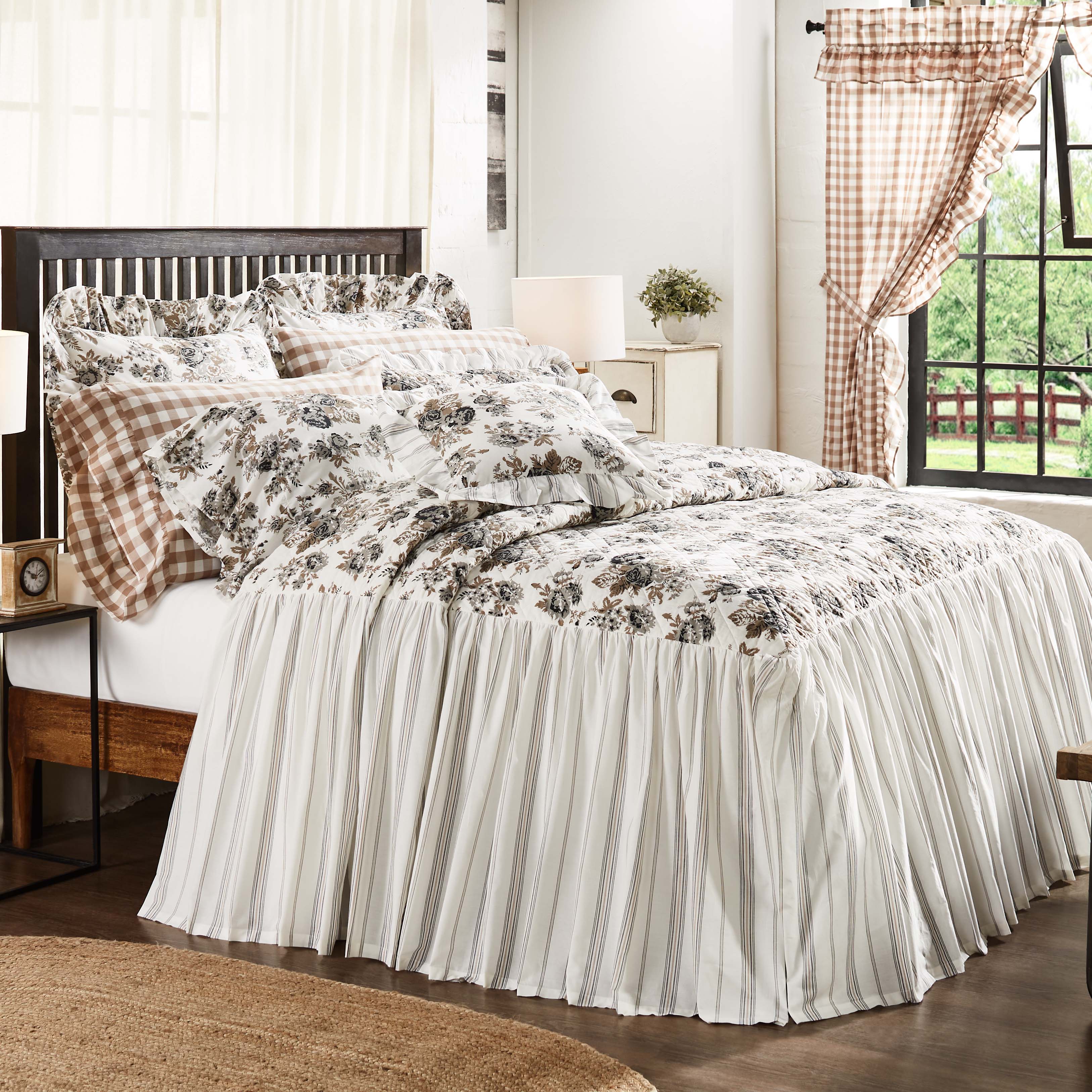 Annie Portabella Floral Ruffled Twin Coverlet 76x39+27 VHC Brands