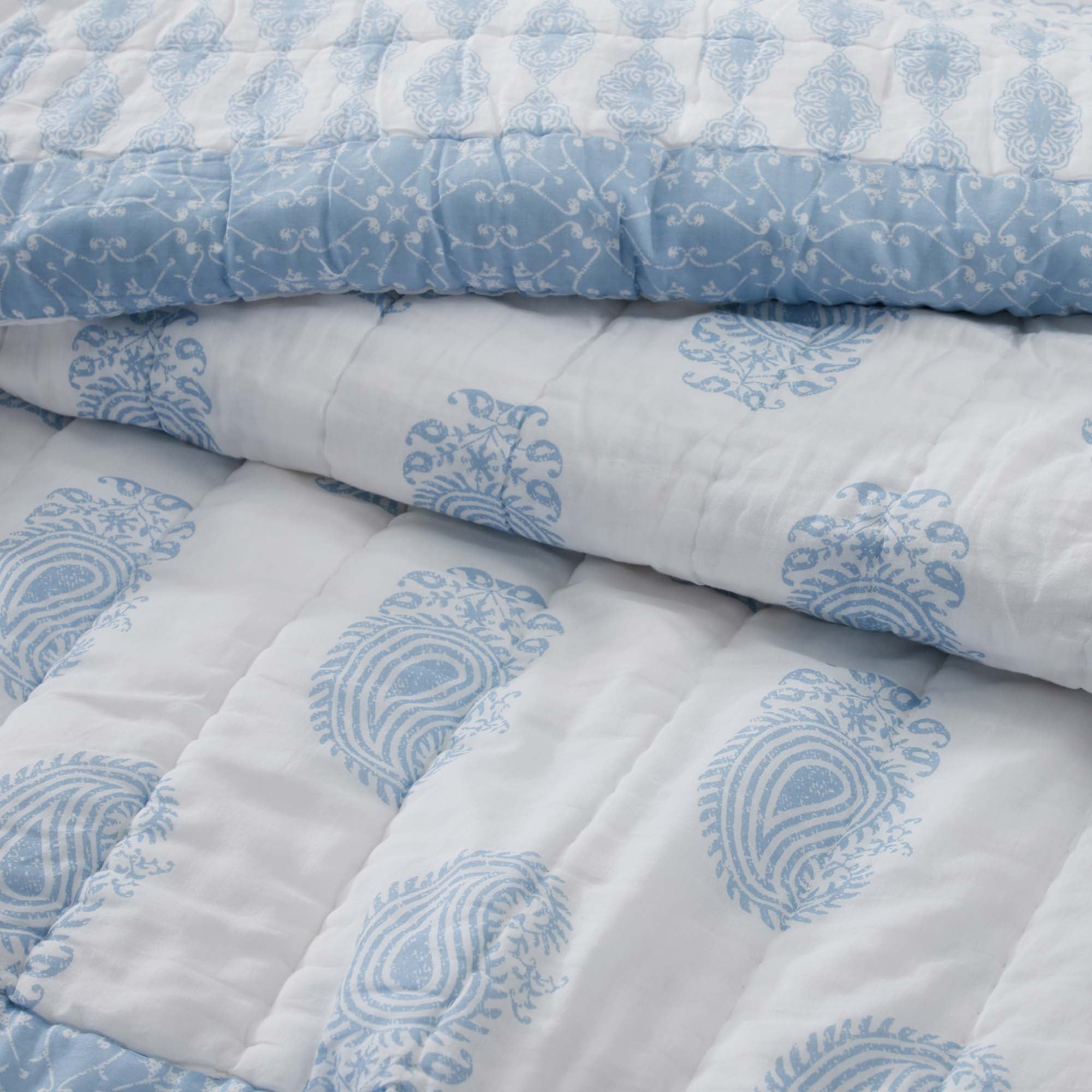 Avani Blue Luxury King Quilt 120Wx105L VHC Brands