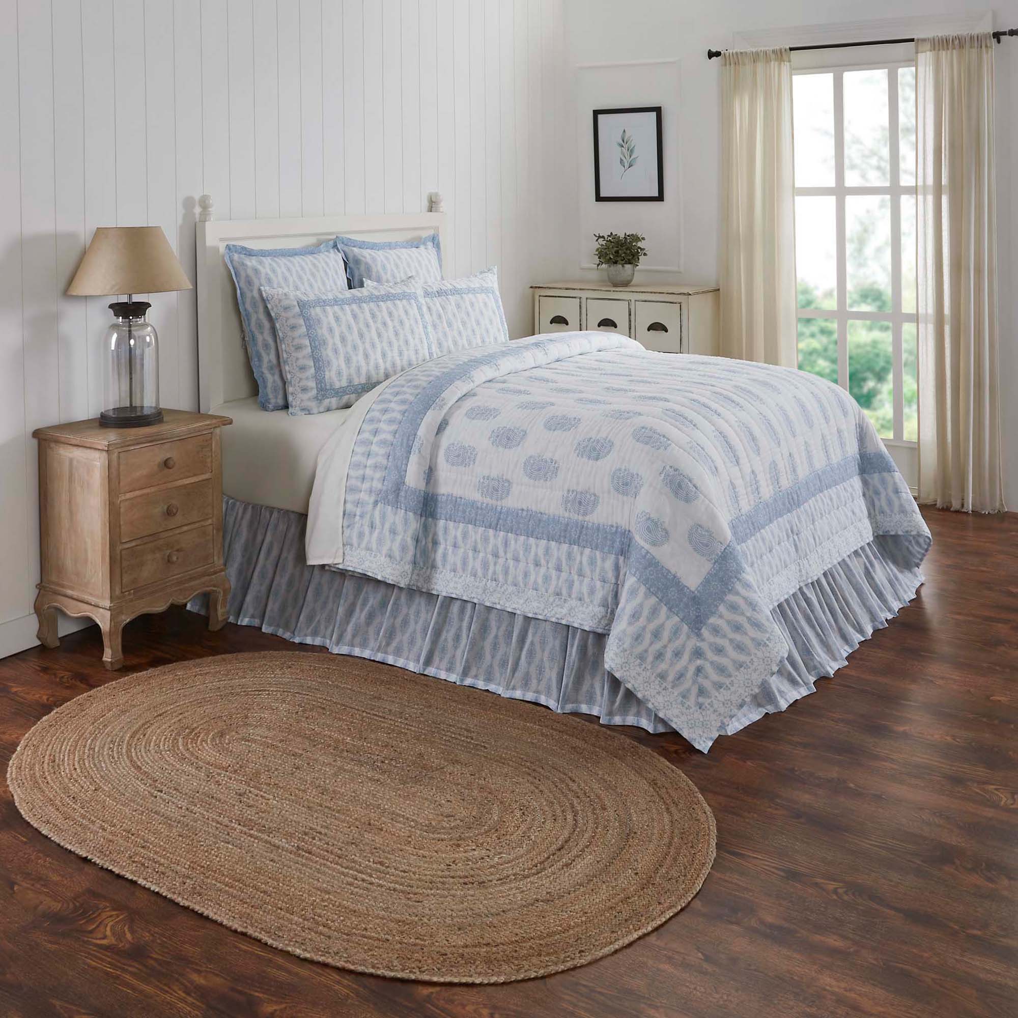 Avani Blue Luxury King Quilt 120Wx105L VHC Brands