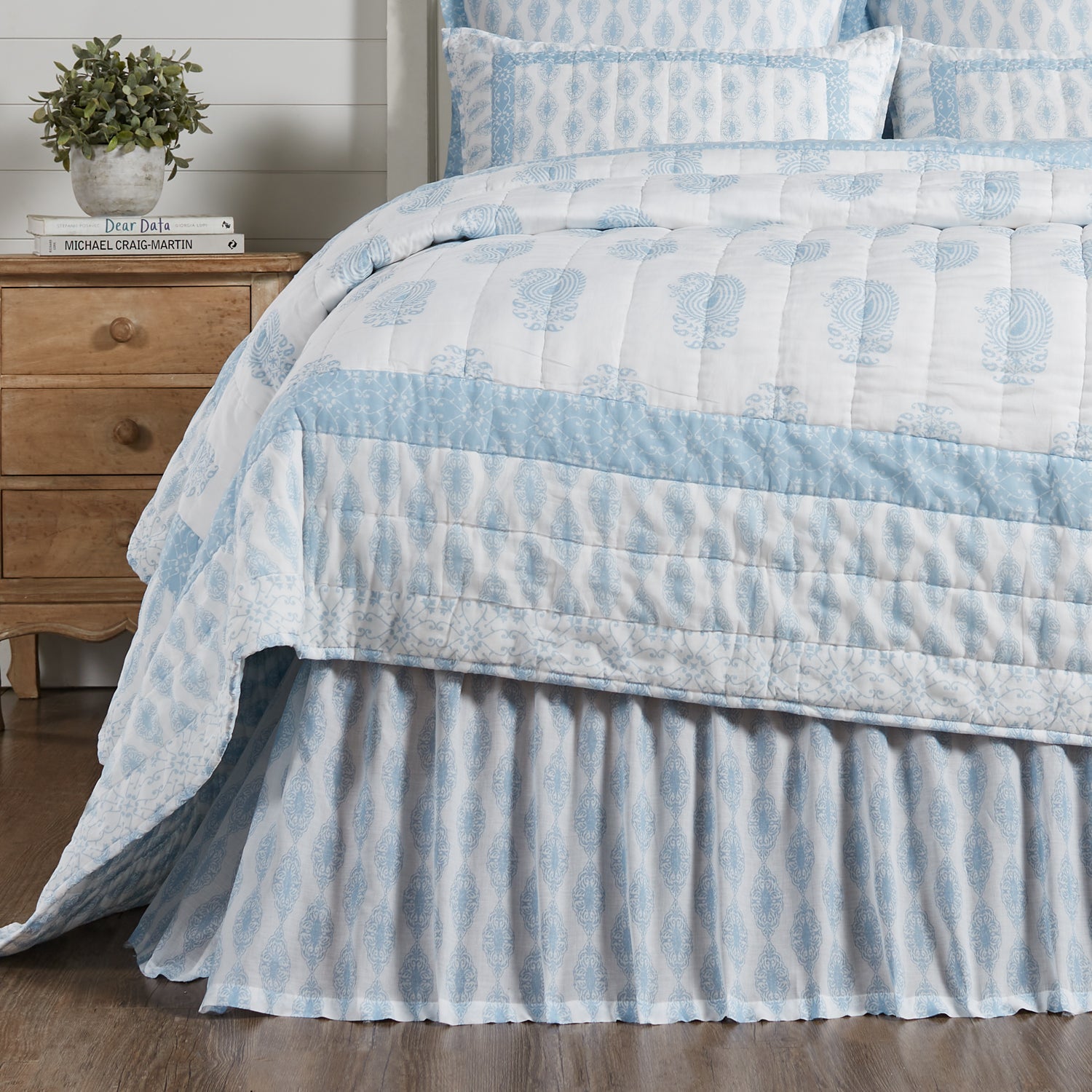 Avani Blue King Bed Skirt 78x80x16 VHC Brands