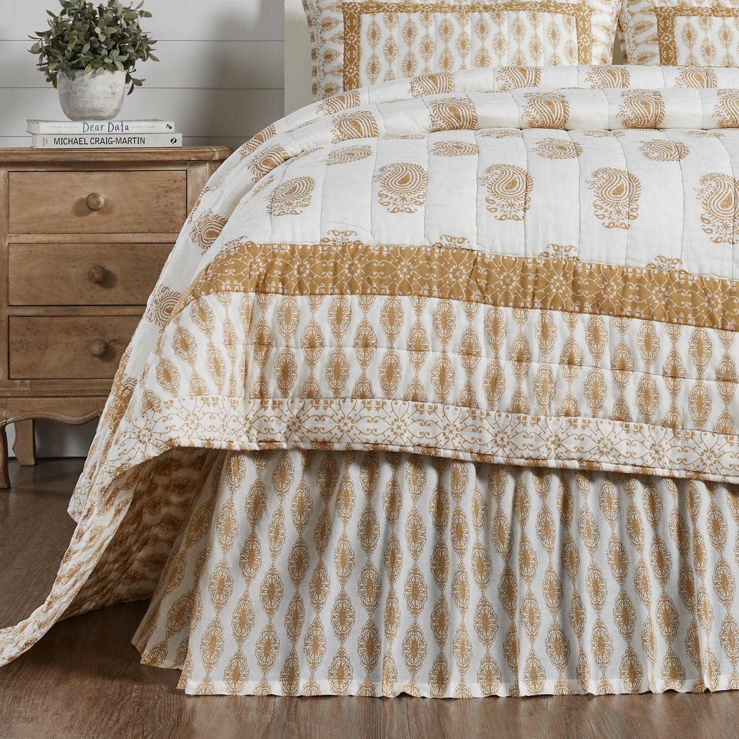 Avani Gold King Bed Skirt 78x80x16 VHC Brands