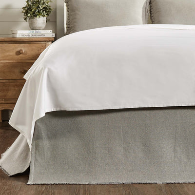 Burlap Dove Grey Fringed King Bed Skirt 78x80x16 VHC Brands