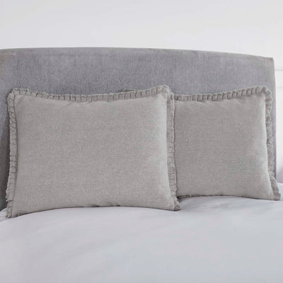 Burlap Dove Grey Standard Sham w/ Fringed Ruffle 21x27 VHC Brands