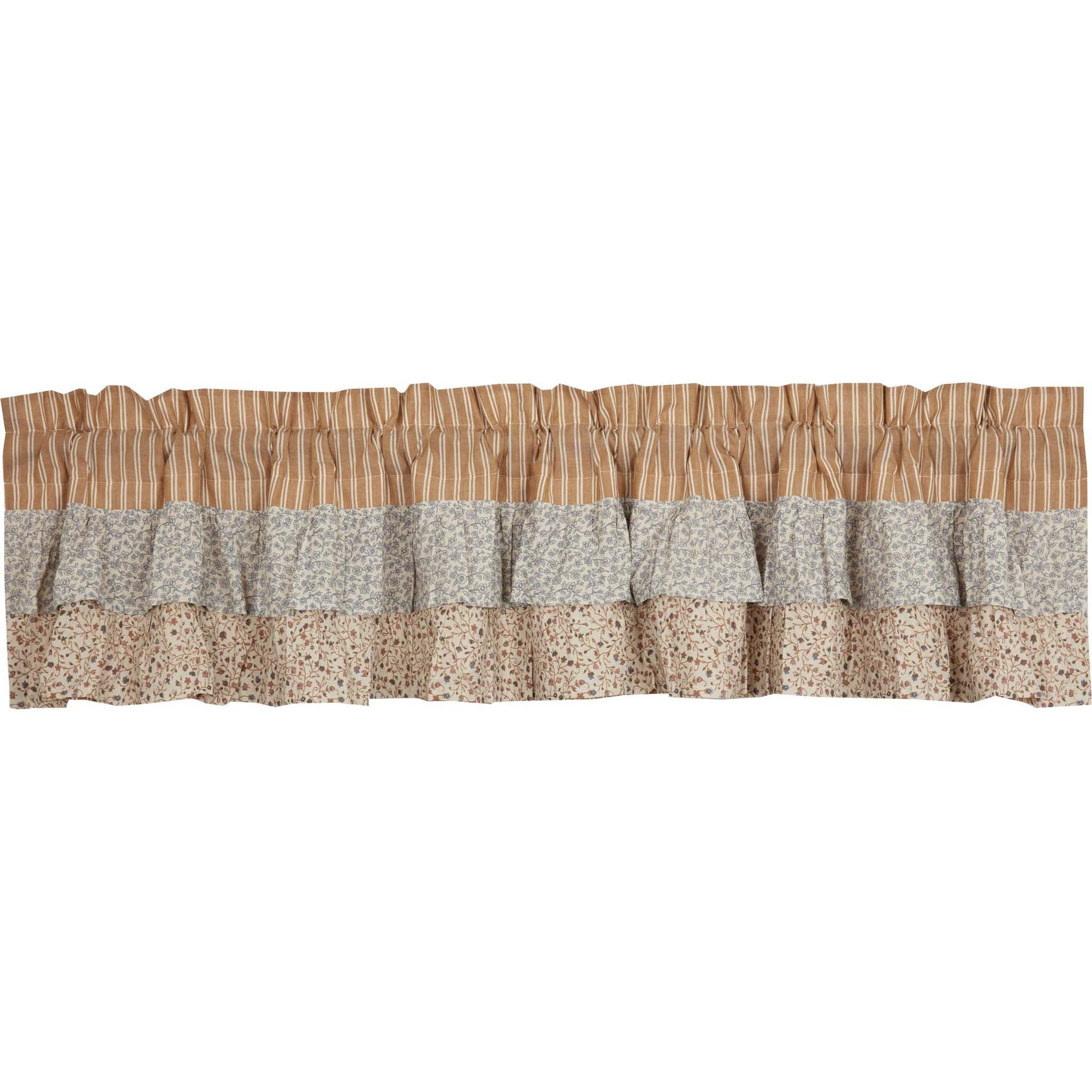 Kaila Ticking Gold Ruffled Valance 16x90 VHC Brands