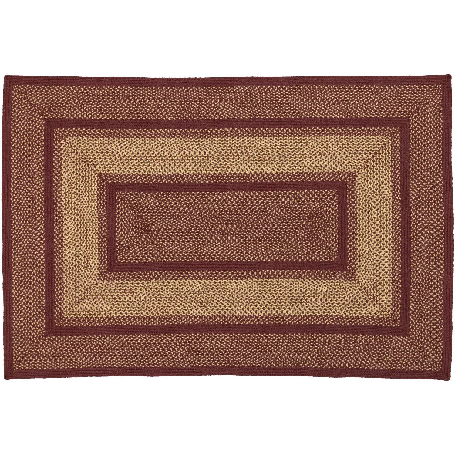 Burgundy Red Primitive Jute Braided Rug Rect 4x'6' with Rug Pad VHC Brands - The Fox Decor