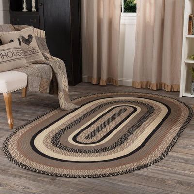 Sawyer Mill Charcoal Jute Braided Rug Oval 5'x8' with Rug Pad VHC Brands