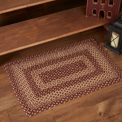 Burgundy Tan Jute Rug Jute Braided Rug Rect 20