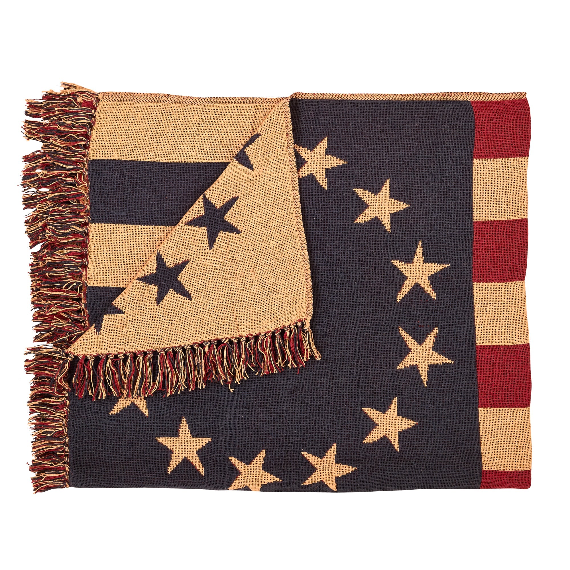Old Glory Patriotic American Flag Woven Throw 60" x 50" VHC Brands