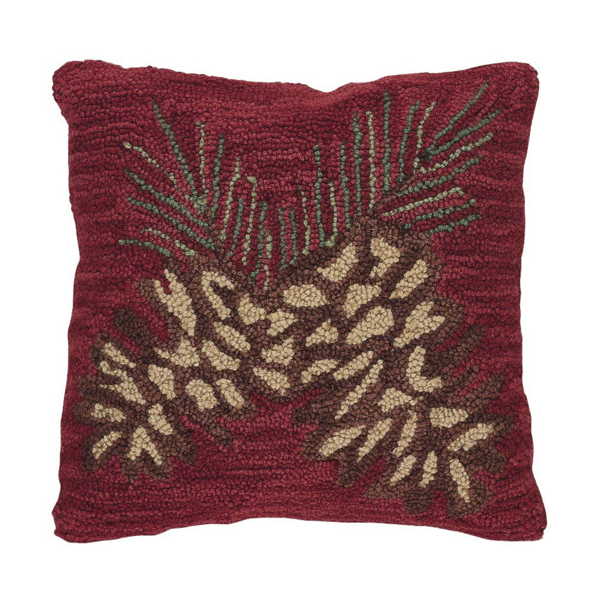 Pinecone Hooked Pillow Down Feather Fill 18"x18" - Park Designs