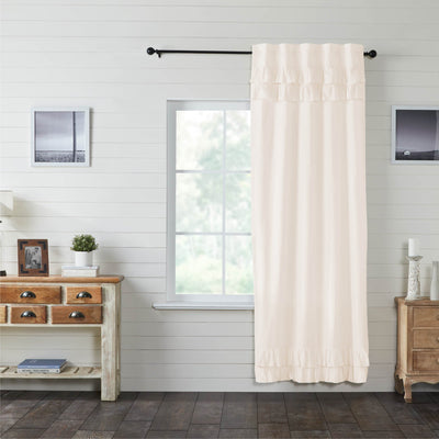 Simple Life Flax Antique White Ruffled Panel Curtain 96