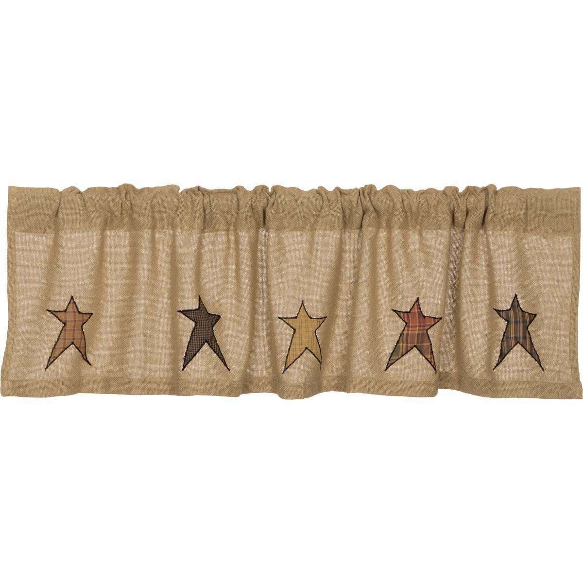 Stratton Burlap Applique Star Valance Curtain - The Fox Decor