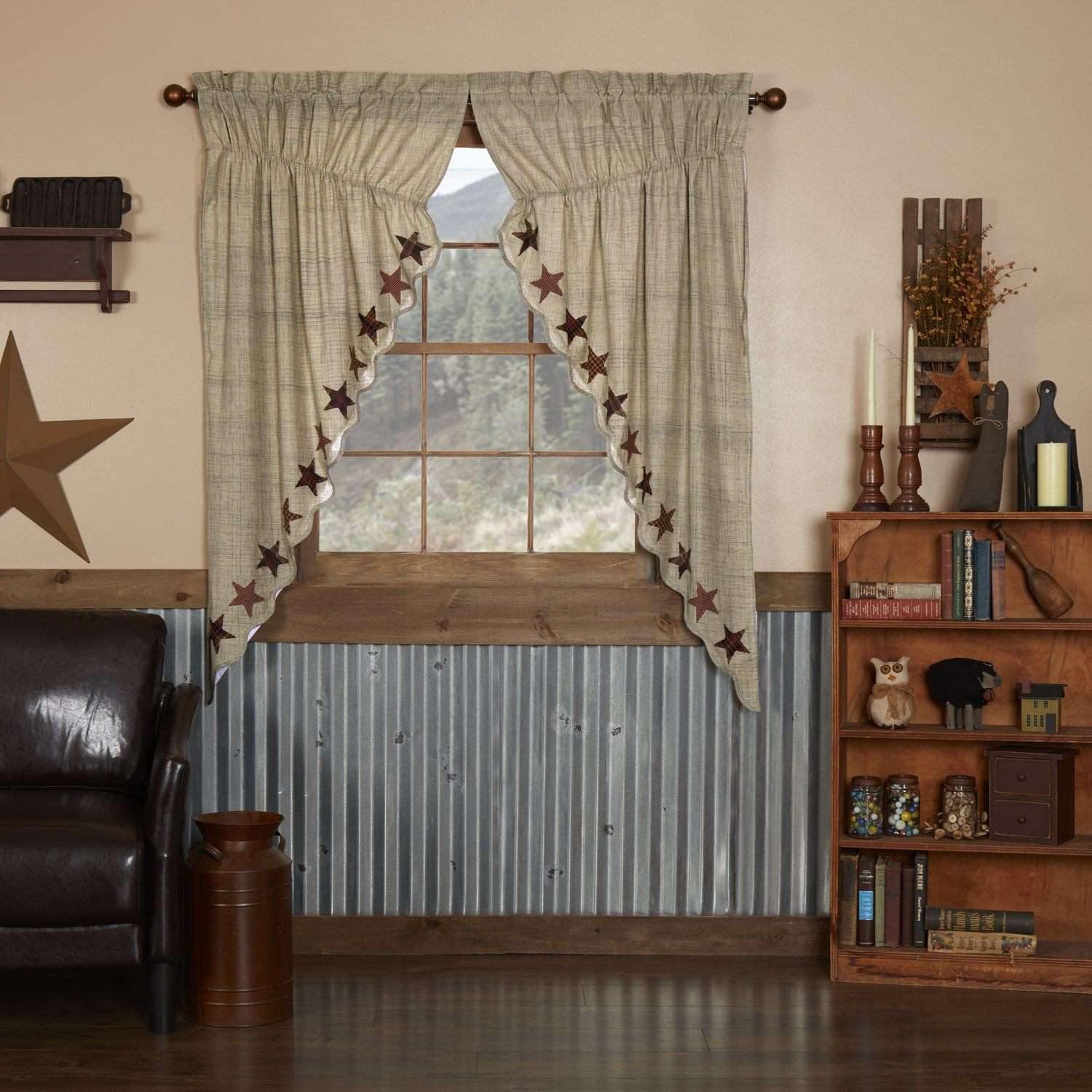 Abilene Star Prairie Short Panel Curtain Set of 2 63x36x18