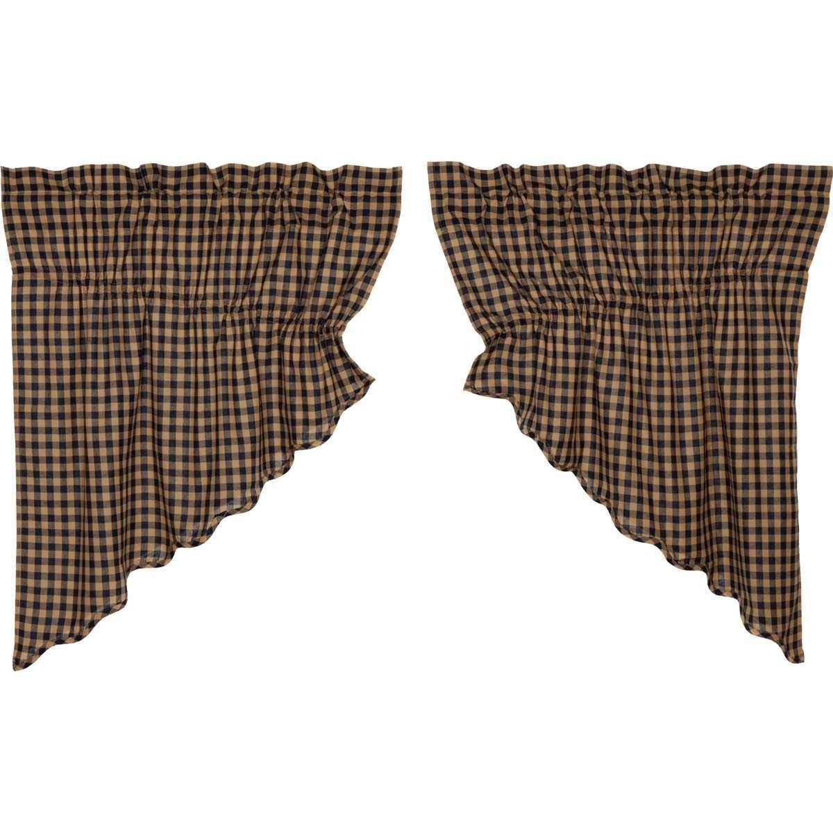 Navy Check Scalloped Prairie Swag Curtain Set of 2 36x36x18 VHC Brands online