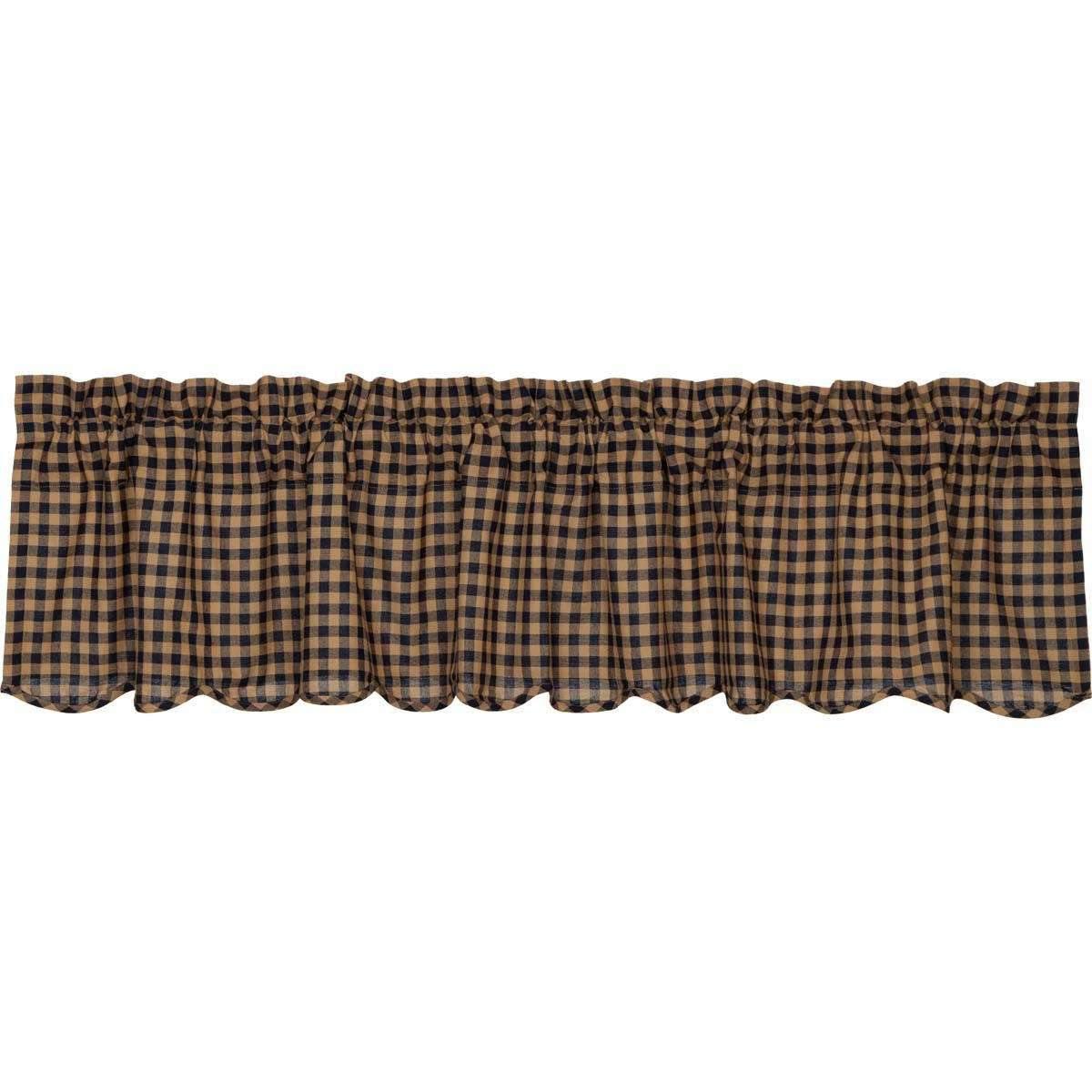 Navy Check Scalloped Valance Curtain 16x72 - The Fox Decor