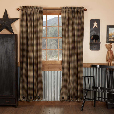 Black Star Scalloped Panel Curtain Set of 2 84x40