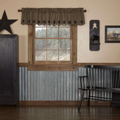 Black Star Scalloped Valance Curtain 16x72