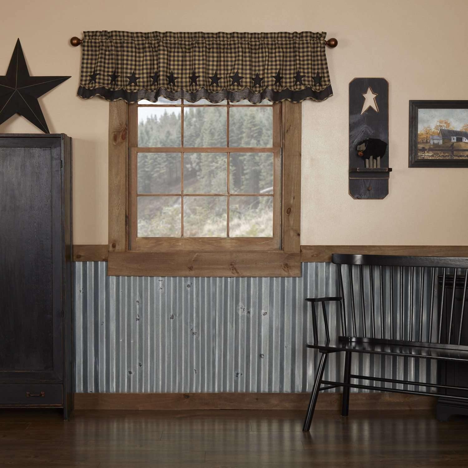 Black Star Scalloped Layered Valance 16x72