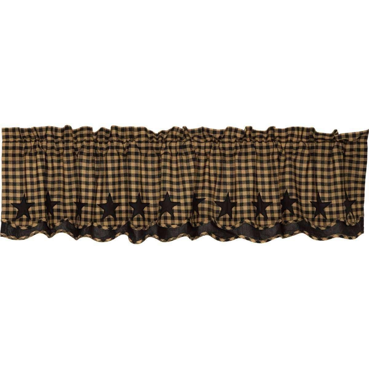 Black Star Scalloped Layered Valance Curtain 16x72 - The Fox Decor