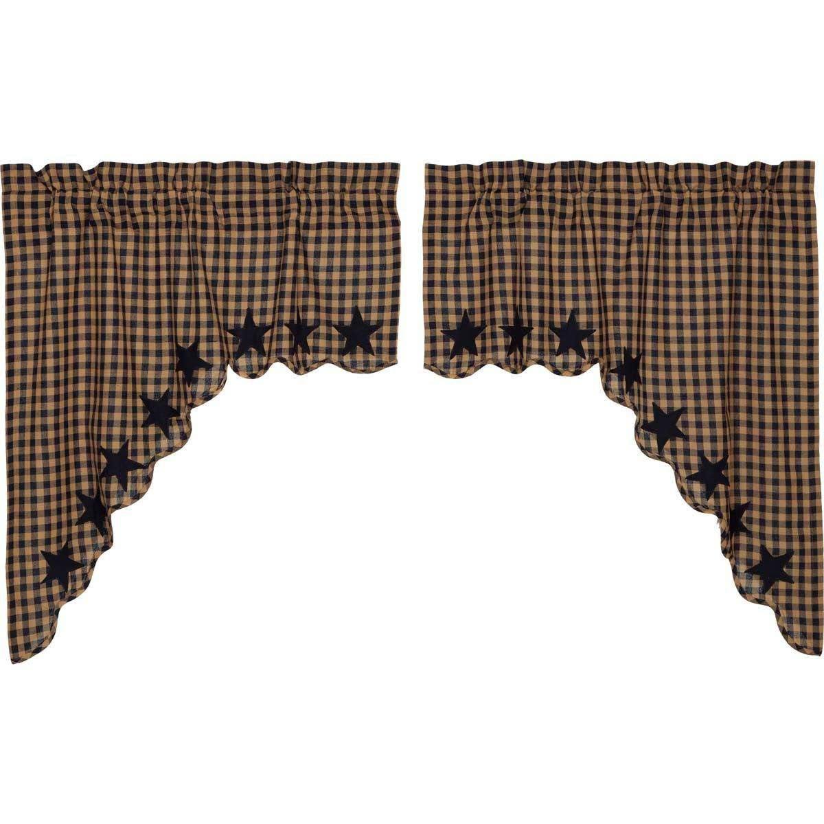 Navy Star Scalloped Swag Curtain Set of 2 36x36x16 - The Fox Decor