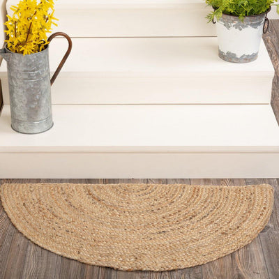 Natural Jute Braided Rug Half Circle 16.5