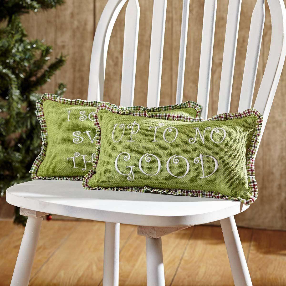 Whimsical Christmas Pillows Up To No Good Set of 2 7x13 - The Fox Decor