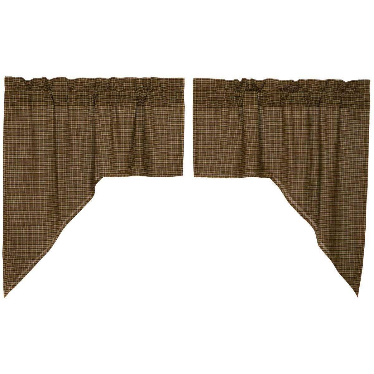 Tea Cabin Green Plaid Swag Curtain Set of 2 36x36x16 - The Fox Decor