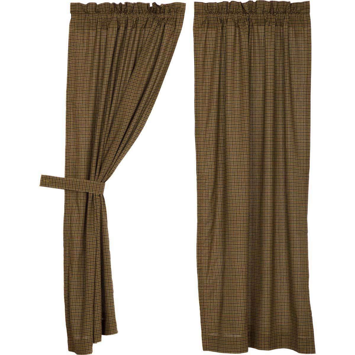 Tea Cabin Green Plaid Short Panel Curtain Set of 2 63x36 - The Fox Decor