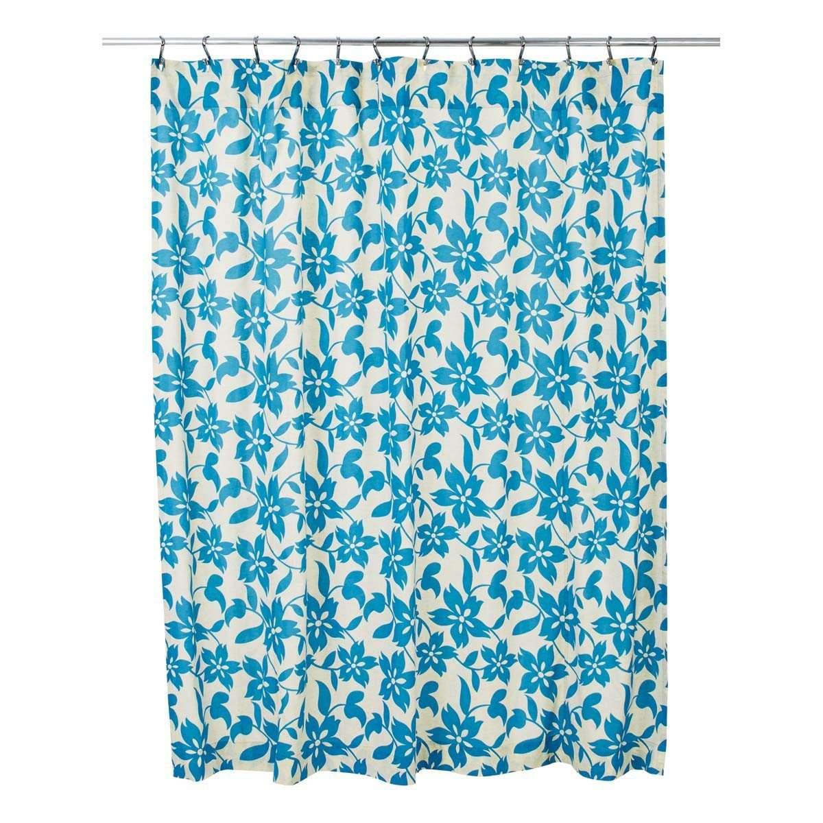 Briar Azure Shower Curtain 72"x 72" Turquoise, Creme - VHC Brands - The Fox Decor