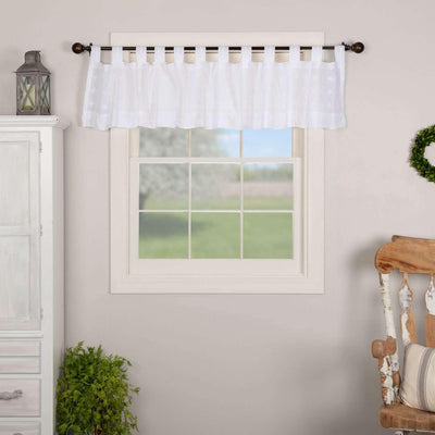 Willow White Tab Top Valance Curtain 16x90