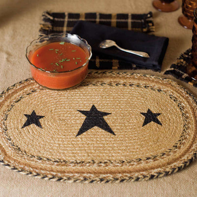 Kettle Grove Stencil Star Jute Braided Placemat Set of 6