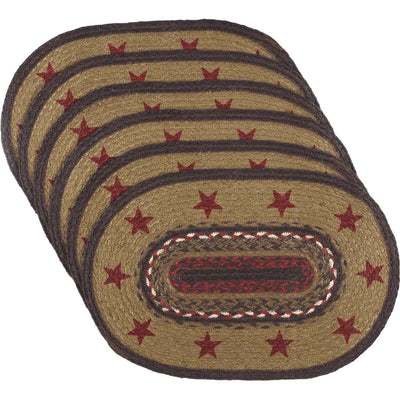 Landon Stencil Stars Jute Braided Placemat Set of 6 VHC Brands