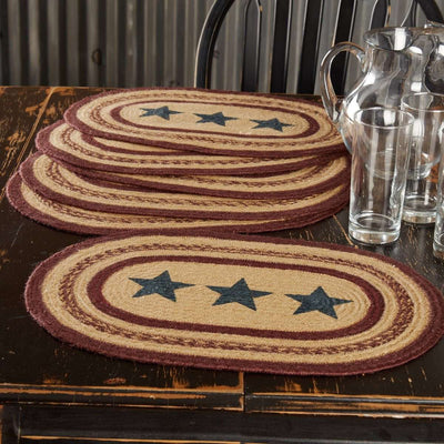 Potomac Stencil Stars Jute Braided Placemat Set of 6 VHC Brands