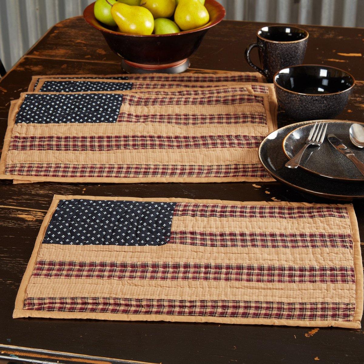 Patriotic Patch Placemat Quilted Set of 6 VHC Brands - The Fox Decor