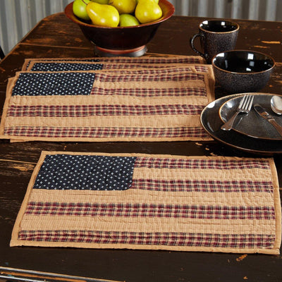 Patriotic Patch Placemat Quilted Set of 6 VHC Brands