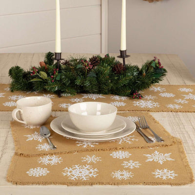 Snowflake Burlap Natural Placemat Set of 6