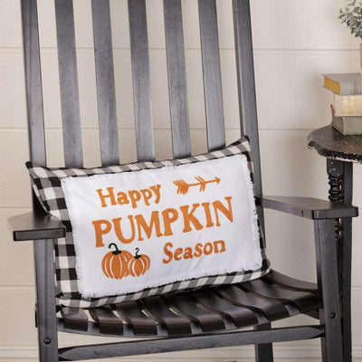 Annie Buffalo Black Check Happy Pumpkin Season Pillow 14x22 VHC Brands