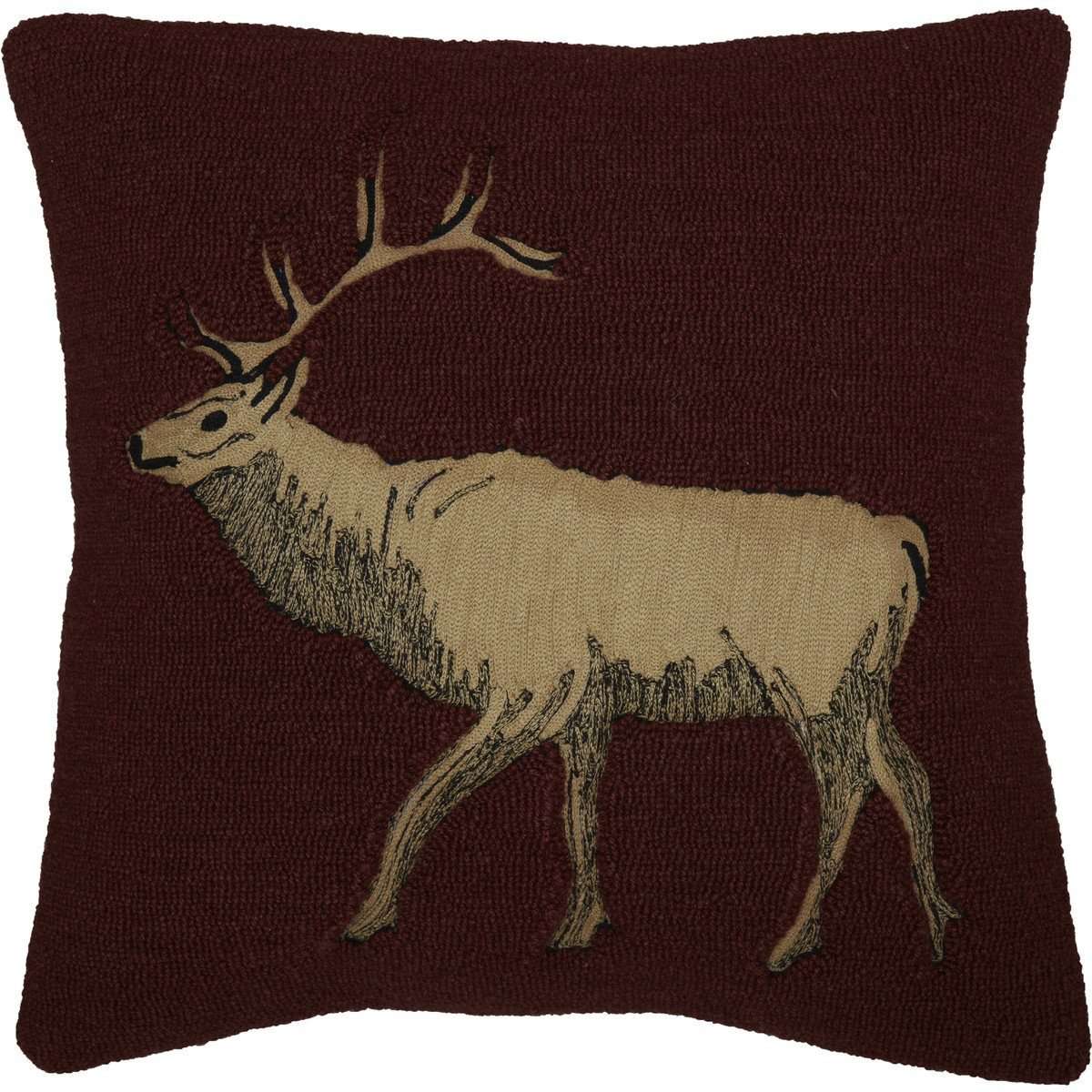 Beckham Elk Hooked Pillow 18"x18" - The Fox Decor