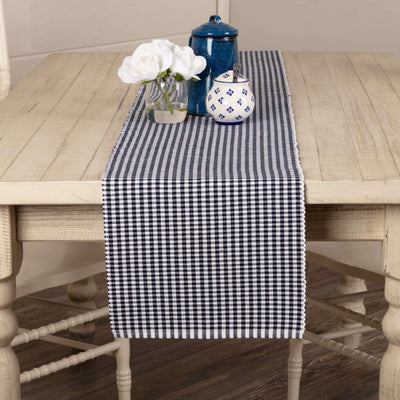 Tara Navy Ribbed Runner 13x90 VHC Brands