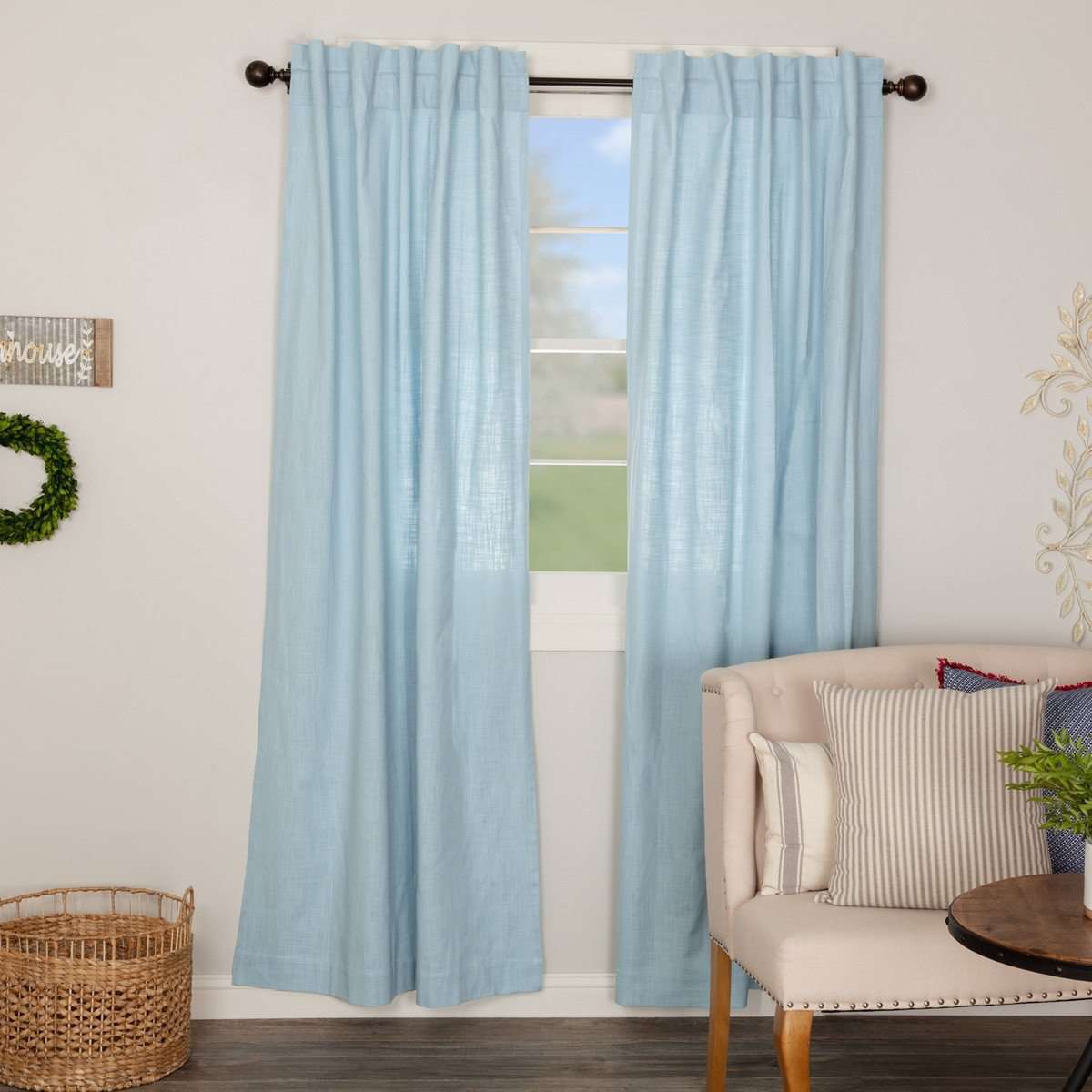 Regina Light Blue Panel Curtain Set of 2 84"x40" VHC Brands - The Fox Decor