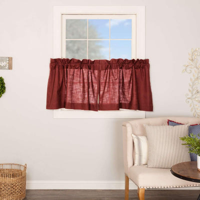 Regina Red Tier Curtain Set of 2 L24xW36