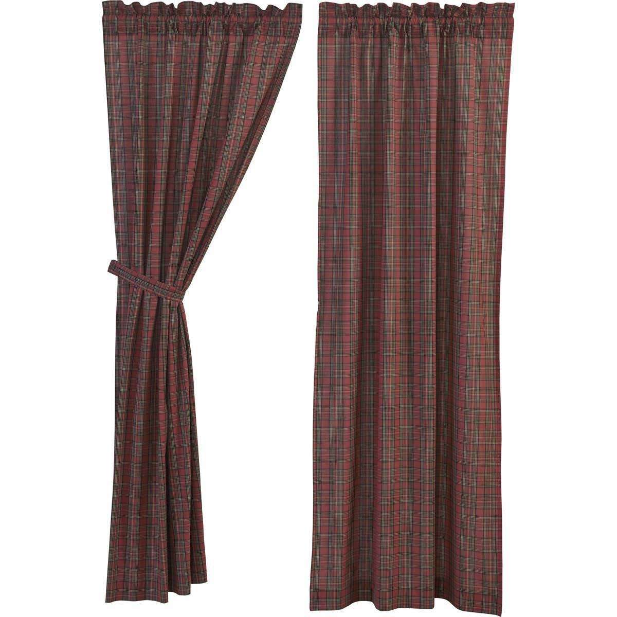 Tartan Red Plaid Panel Country Curtain Set of 2 84"x40" - The Fox Decor