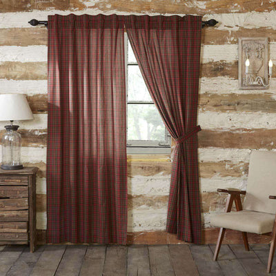 Tartan Red Plaid Panel Country Curtain Set of 2 84