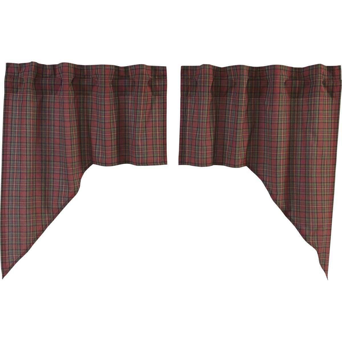Tartan Red Plaid Swag Curtain Set of 2 36x36x16 - The Fox Decor