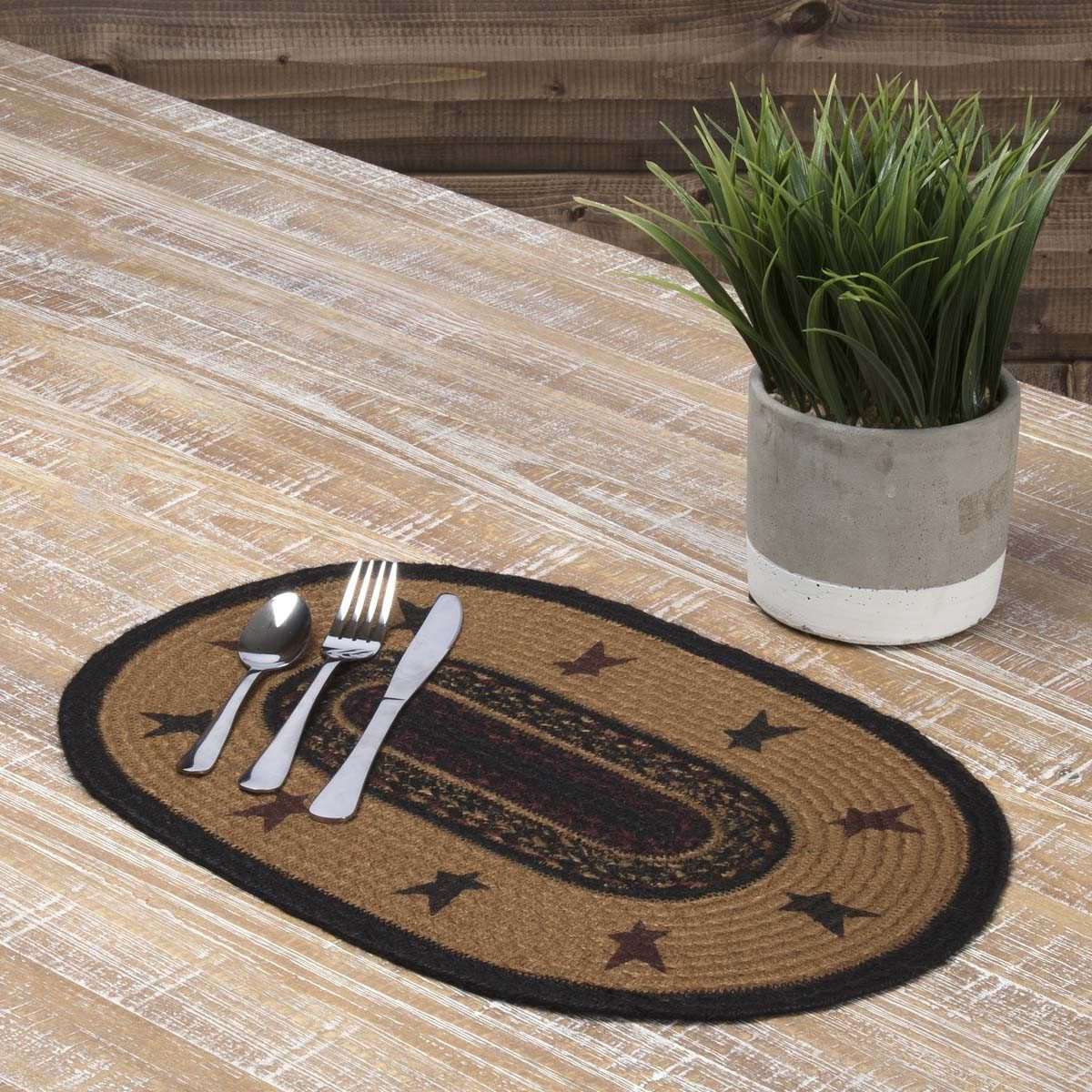 Heritage Farms Star Jute Braided Placemat Set of 6 VHC Brands - The Fox Decor